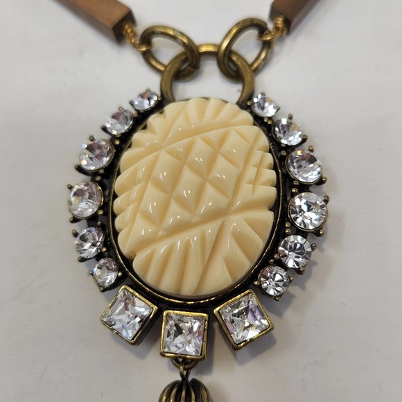 Gerard Yosca Chain Link Tassel Pendant Necklace Vintage Statement Rhinestone - Picture 5 of 11